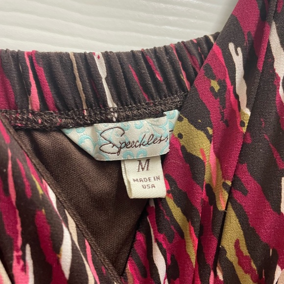 Brown and multi colored dress. Size medium. Super fun and comfortable. - Picture 3 of 4